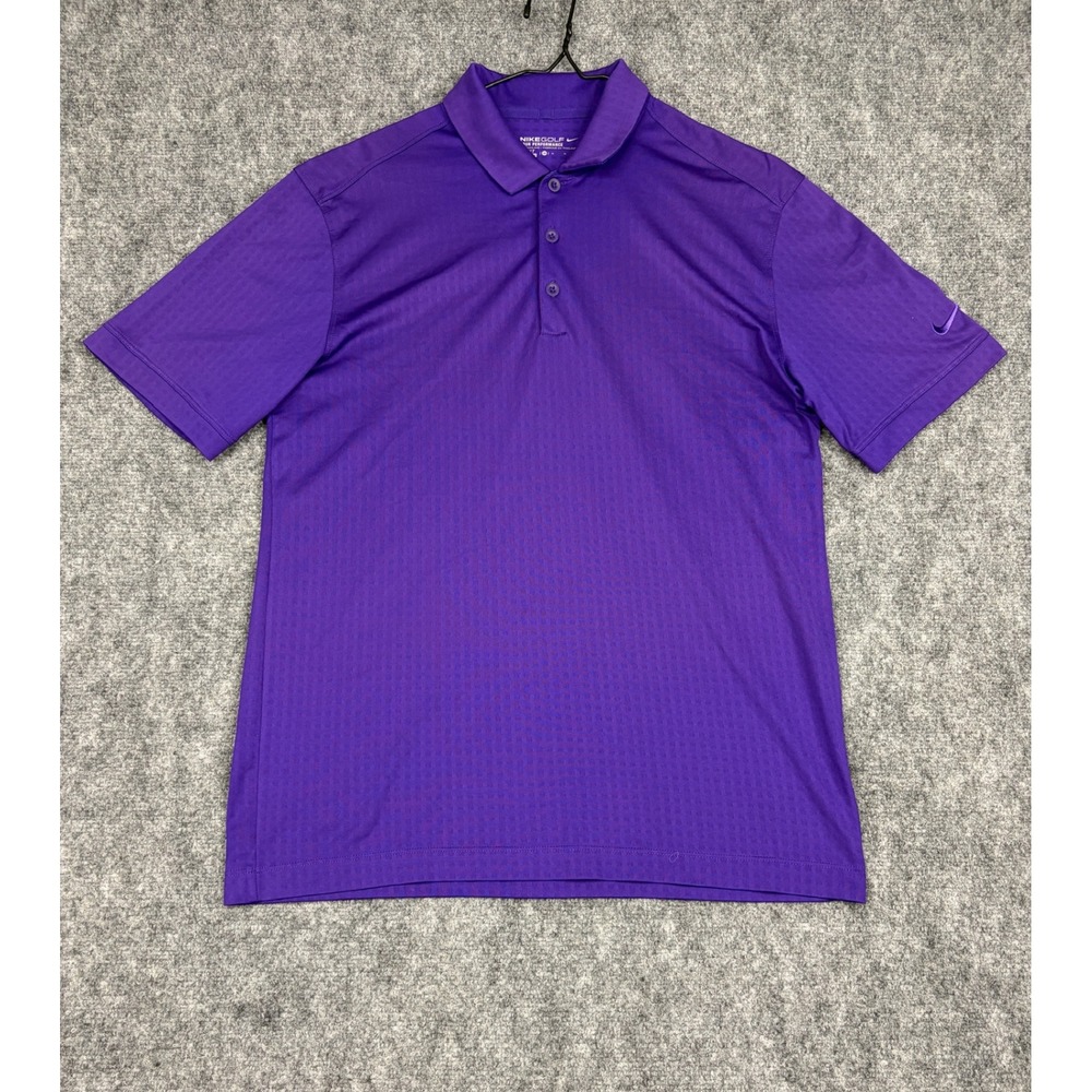 Nike Golf Tour Performance Dri-FIT Purple Textured Polo Shirt Mens Medium
